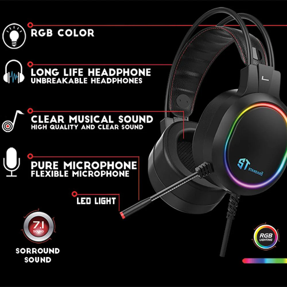 ST-Standard GM-09 Stereo RGB Gaming Headphone - الصورة 6