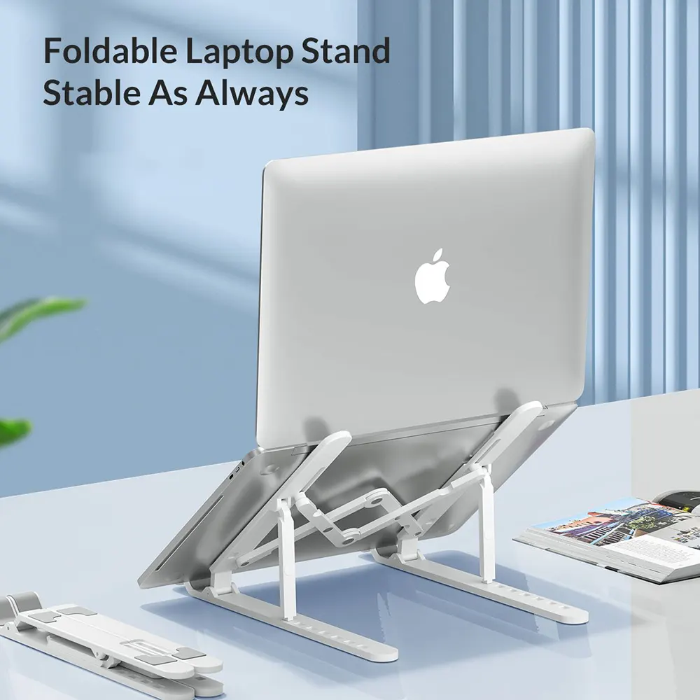 Laptop Folding Desktop Stand Gigamax Plus, 7-levels, White, GM-11 حامل لاب توب قابل للطي من جيجاماكس بلس أبيض، GM-11 - الصورة 5