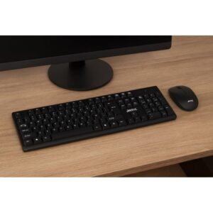 Jedel Stylish Wireless Mouse and Keyboard Combo with Ergonomic Design and Fast Response - Single Battery Powered - Comfortable Buttons - WS732 Black Jedel كومبو ماوس وكيبورد لاسلكي أنيق بتصميم مريح واستجابة سريعة - يعمل ببطارية واحدة - أزرار مريحة -WS732 أسود