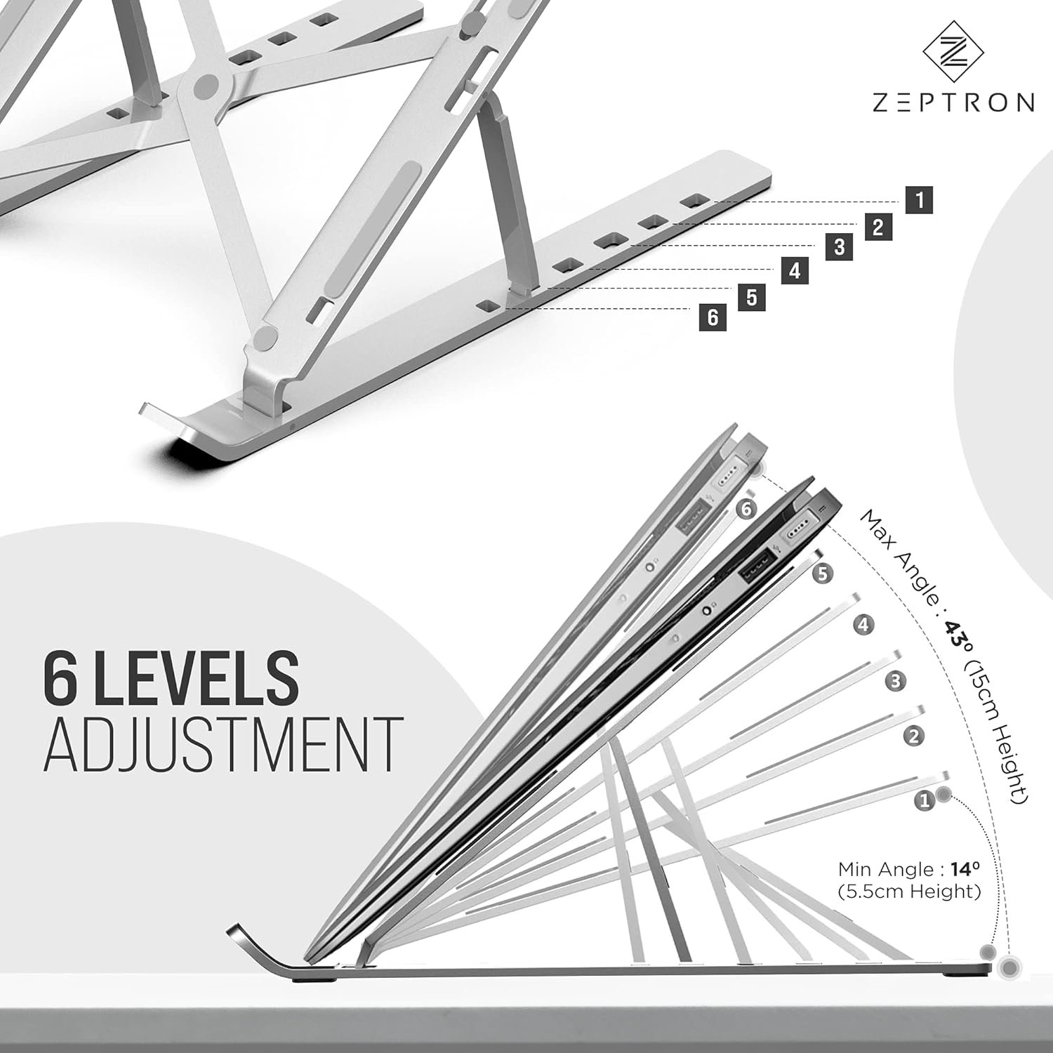 Kotuday foldable portable aluminium laptop stand حامل لاب توب من خليط الألومنيوم قابل للطي ومحمول - الصورة 2