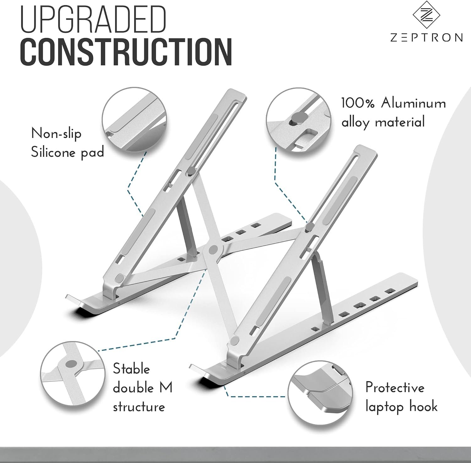 Kotuday foldable portable aluminium laptop stand حامل لاب توب من خليط الألومنيوم قابل للطي ومحمول - الصورة 3