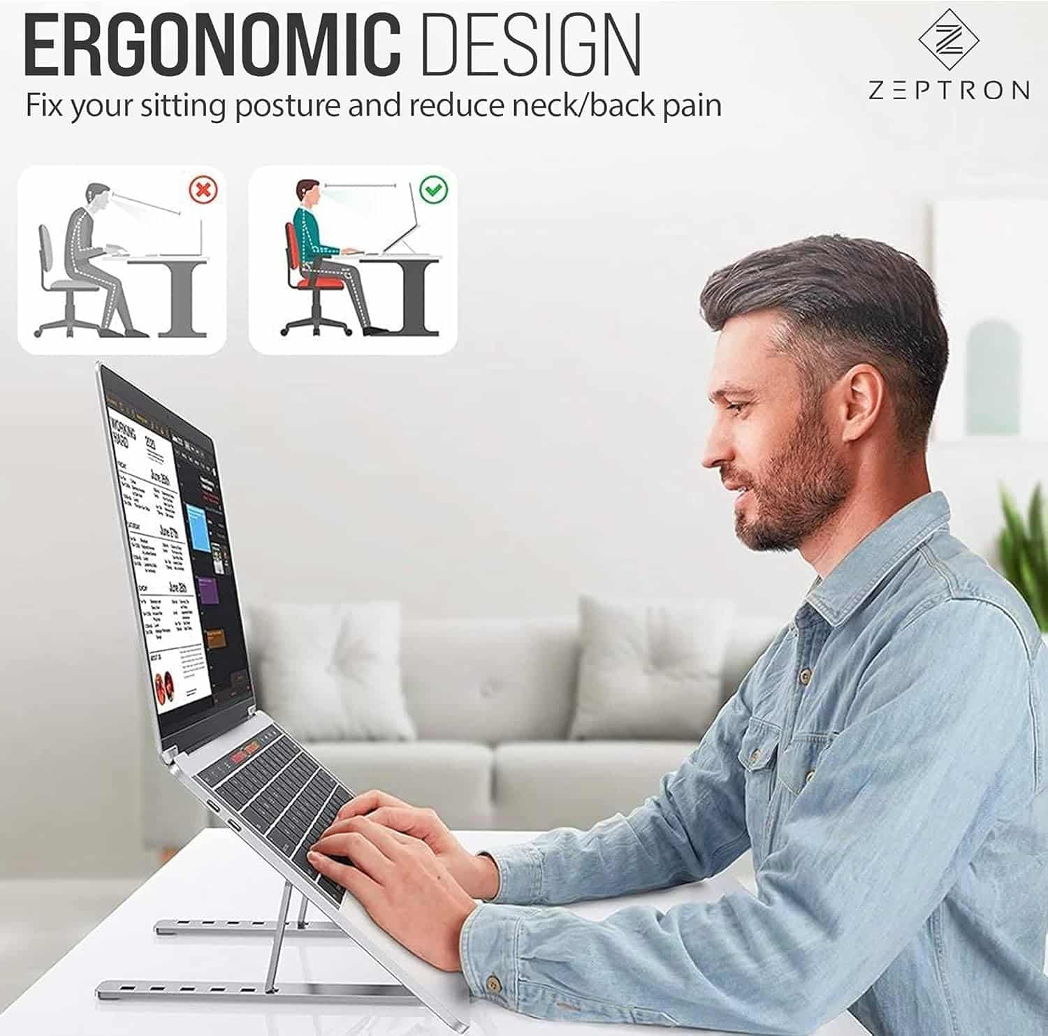 Kotuday foldable portable aluminium laptop stand حامل لاب توب من خليط الألومنيوم قابل للطي ومحمول - الصورة 5