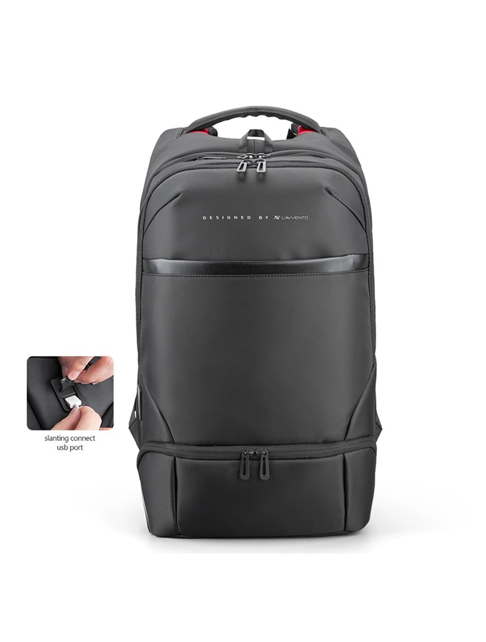 L'AVVENTO (BG416) Laptop Backpack Made by Water Repellent Polyester And PVC Materials fits up to 15.6" - Black لافينتو BG416 شنطة ظهر لابتوب حجم يصل الي 15.6 - أسود - الصورة 5