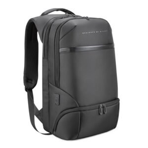L'AVVENTO (BG416) Laptop Backpack Made by Water Repellent Polyester And PVC Materials fits up to 15.6" - Black لافينتو BG416 شنطة ظهر لابتوب حجم يصل الي 15.6 - أسود