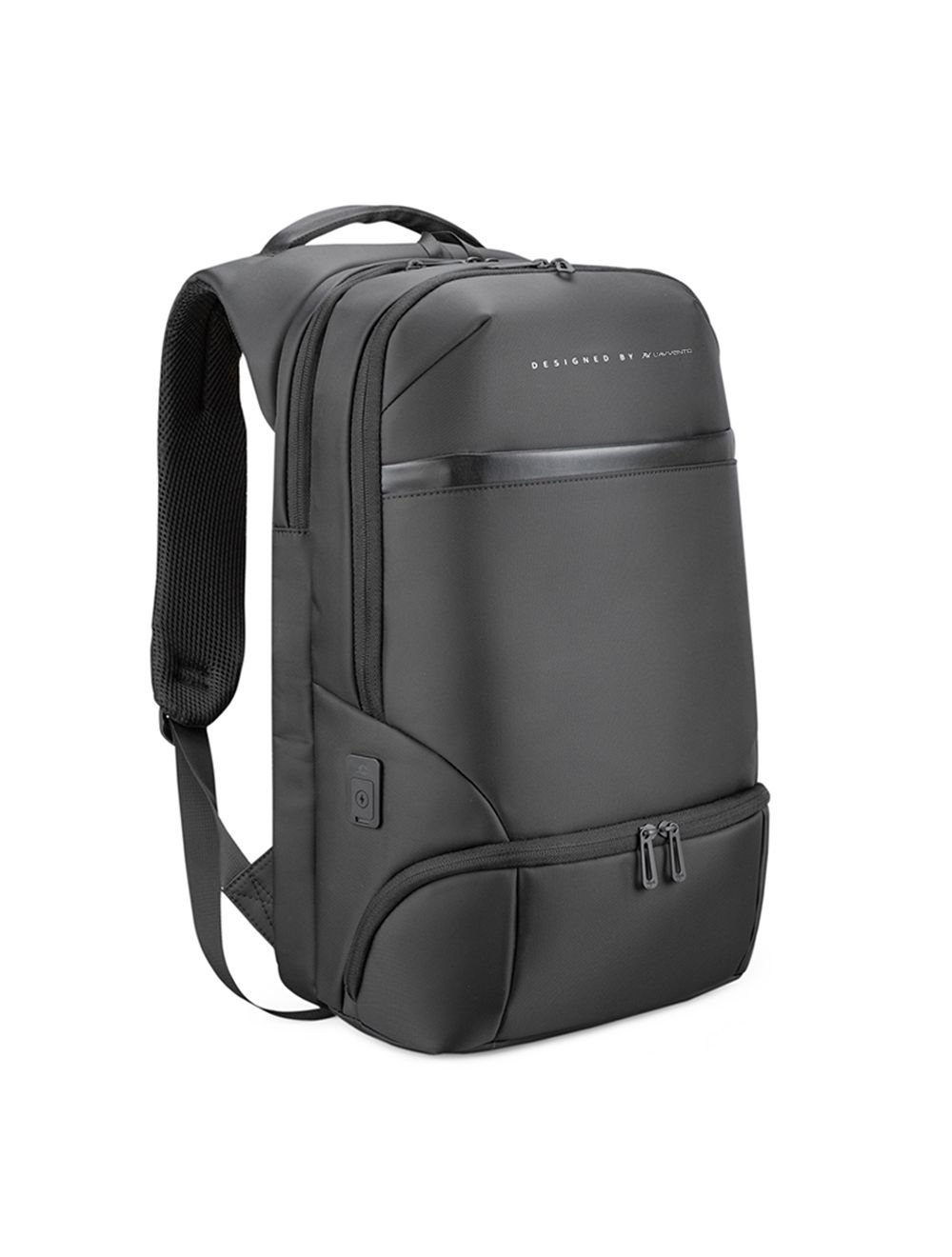 L'AVVENTO (BG416) Laptop Backpack Made by Water Repellent Polyester And PVC Materials fits up to 15.6" - Black لافينتو BG416 شنطة ظهر لابتوب حجم يصل الي 15.6 - أسود