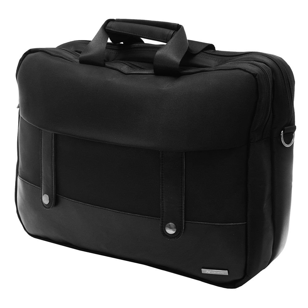 L'AVVENTO (BG733) Office Double Laptop Shoulder Bag - Up to 15.6" - Black لافينتو (BG733) شنطة لاب توب حجم يصل الى 15.6 بوصة - أسود