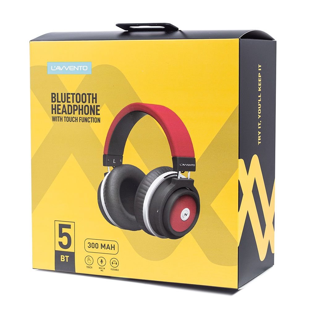 L'AVVENTO (HP15R) Wireless Bluetooth 5.0 Headphone - Red لافينتو HP15R سماعة رأس لاسلكية بلوتوث - أحمر - الصورة 2