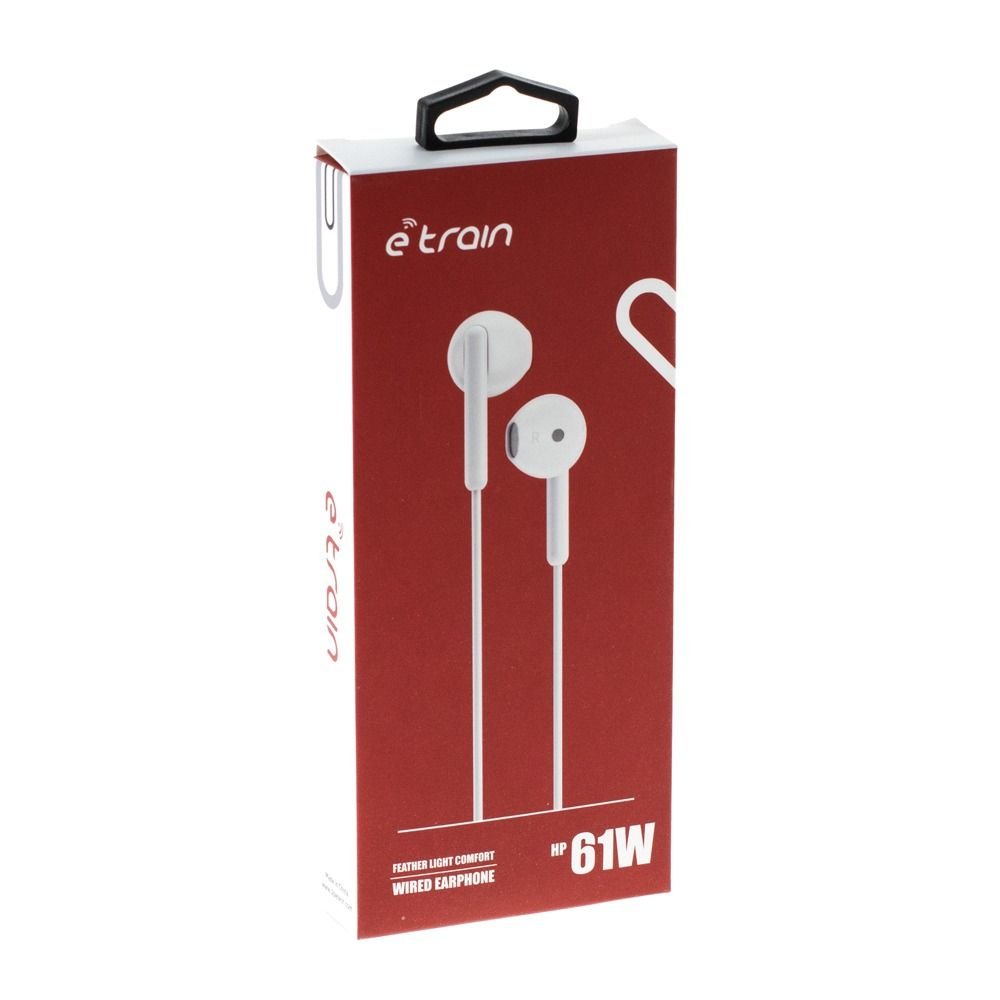 E-train (HP61W) Feather light Comfort Wired Earphone - White اي ترين (HP61W) سماعة أذن سلكية - أبيض - الصورة 2