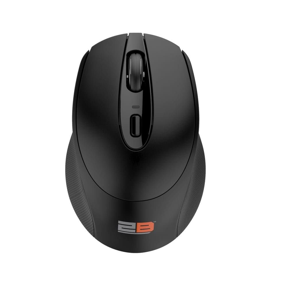 2B (MO186) Dual Mode Bluetooth 2.4GHz Mouse 800 - 1200 - 1600 - 2400 DPI with Rechargeable Battery - Black توبي (MO186) ماوس بلوتوث تردد 2.4GHz قابل للشحن 800 - 1200 - 1600 - 2400 DPI - أسود