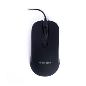 E-train (MO662) Wired Mouse 1000-1600 DPI with Switchable Button - Black اي ترين MO662 ماوس ضوئي سلكي - أسود
