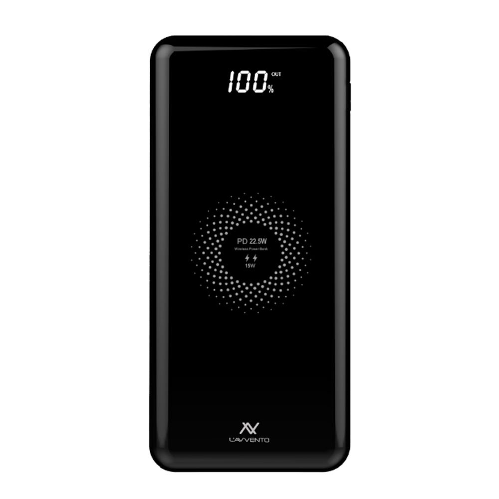 L'AVVENTO (MP125) Power Bank 10000mAh QI Wireless Fast Charger - Black لافينتو MP125 باور بانك لاسلكي شحن سريع QI سعة 10000 مللي أمبير - أسود - الصورة 8
