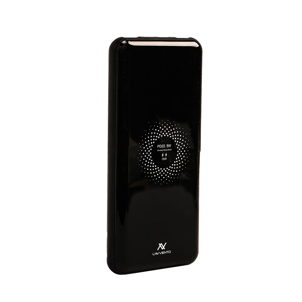 L'AVVENTO (MP125) Power Bank 10000mAh QI Wireless Fast Charger - Black لافينتو MP125 باور بانك لاسلكي شحن سريع QI سعة 10000 مللي أمبير - أسود - الصورة 6