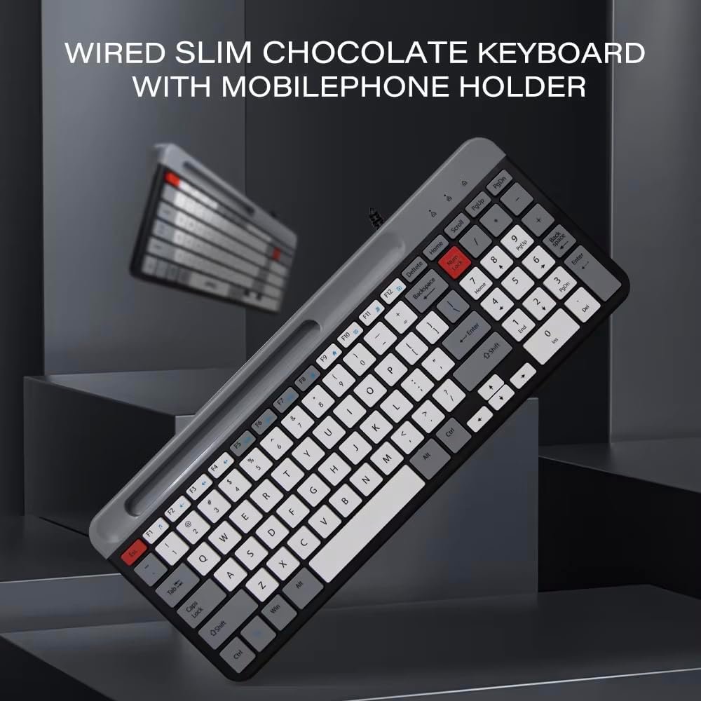 MJK K2 Wired Keyboard - Grey White - الصورة 7