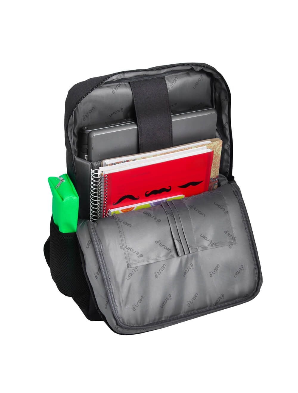 E-train (BG90B) Backpack Bag Fit Up to 15.6" - Black اي ترين (BG90B) شنطة ظهر تصل الي 15.6 بوصة - أسود - الصورة 6