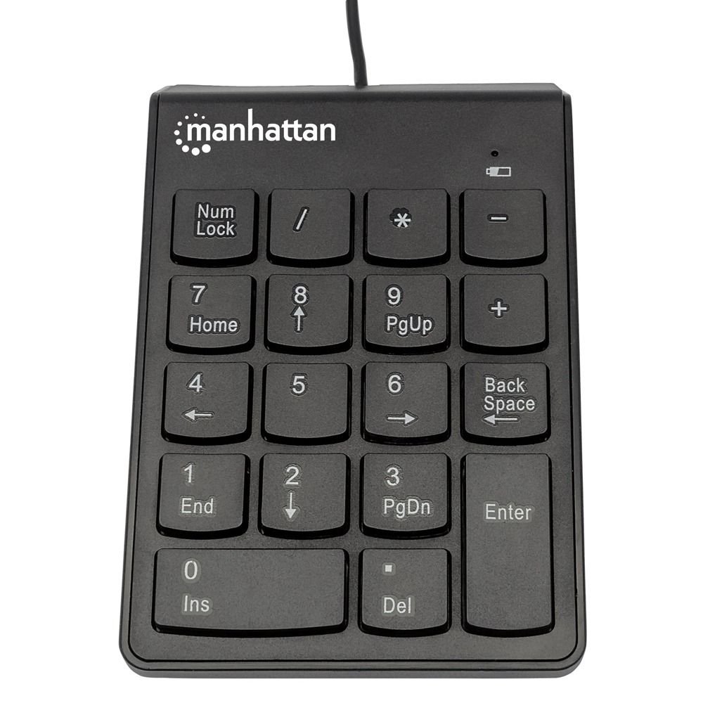 Manhattan Numeric Wired Keypad USB Wired 18 Full-Size Keys - Black