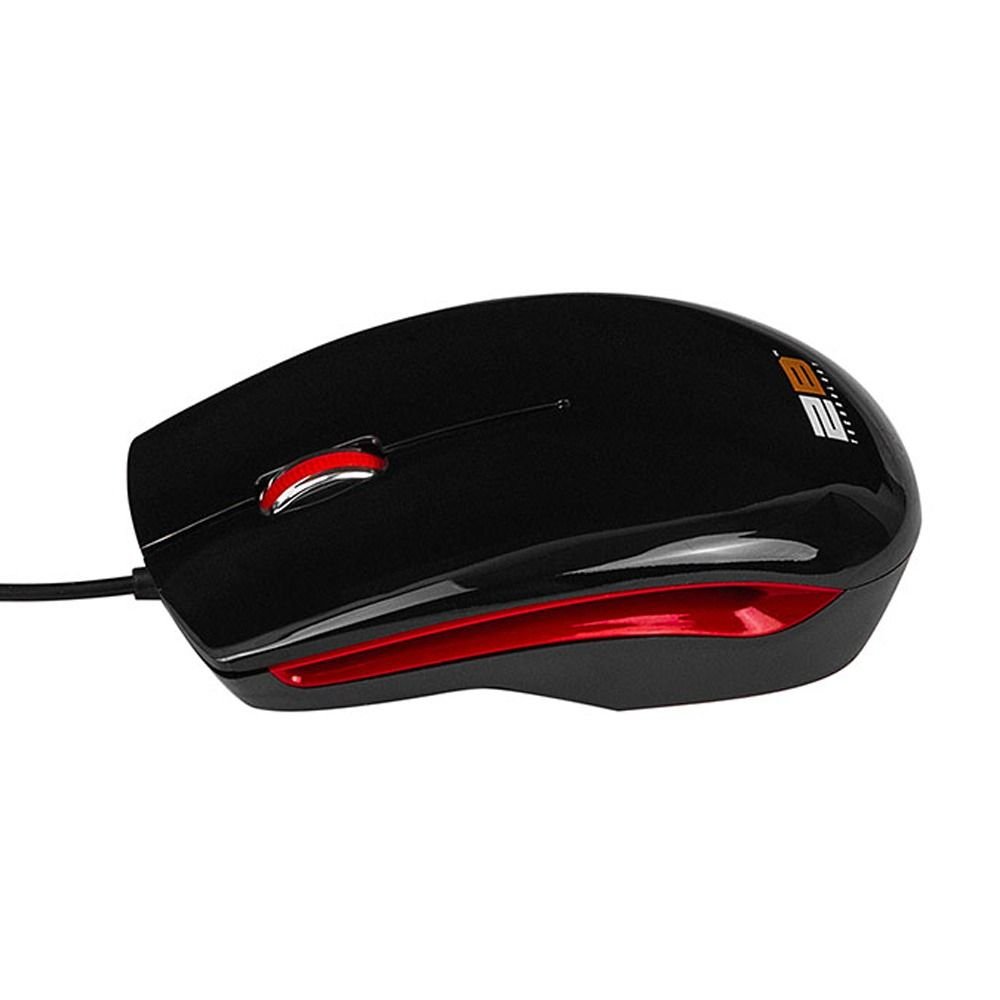 2B (MO16R) Optical wired mouse, Piano finishing - Red * Black - الصورة 3