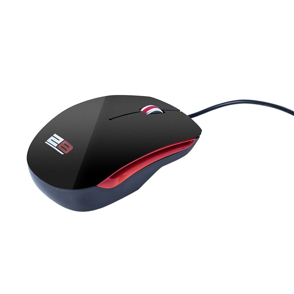 2B (MO16R) Optical wired mouse, Piano finishing - Red * Black - الصورة 4