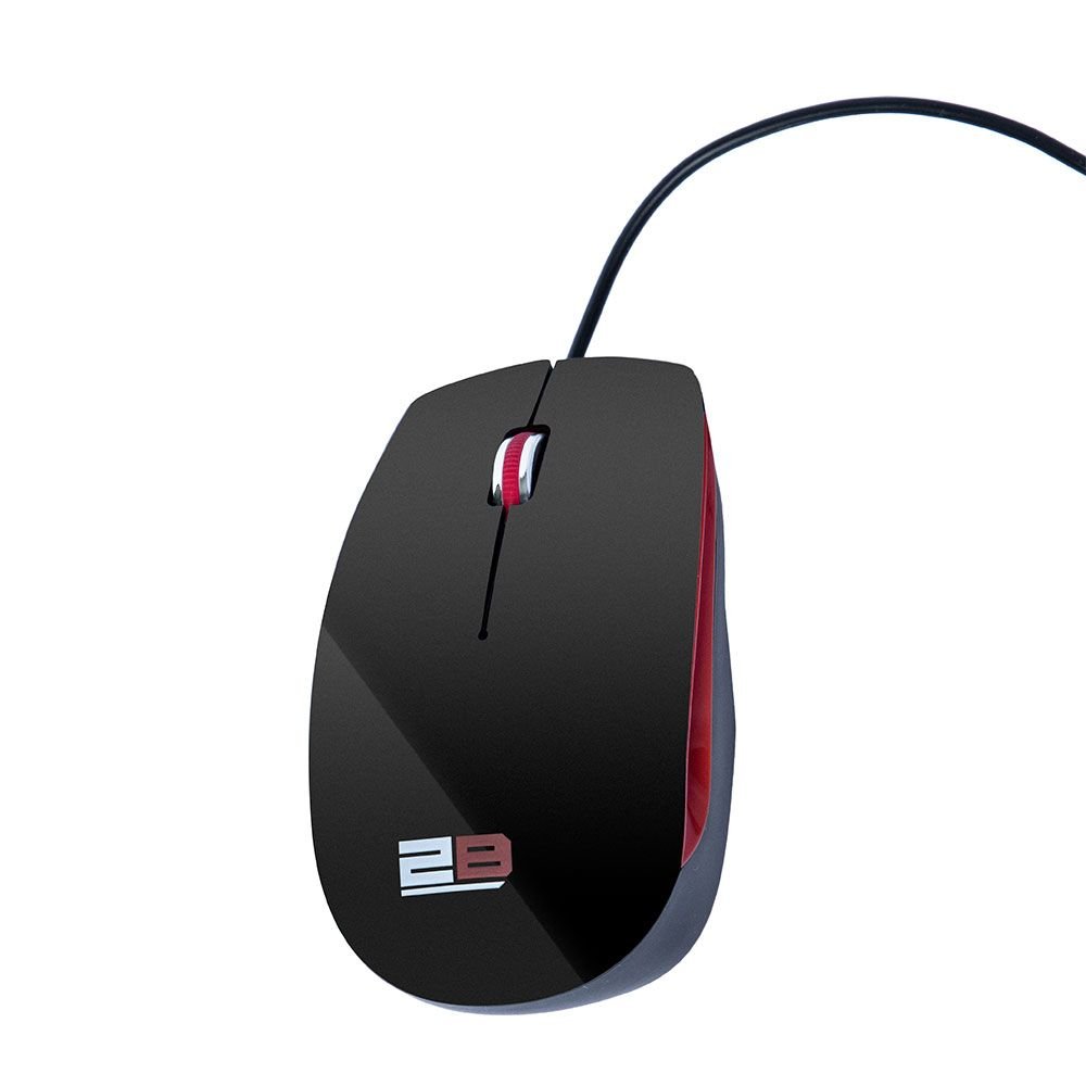 2B (MO16R) Optical wired mouse, Piano finishing - Red * Black - الصورة 5